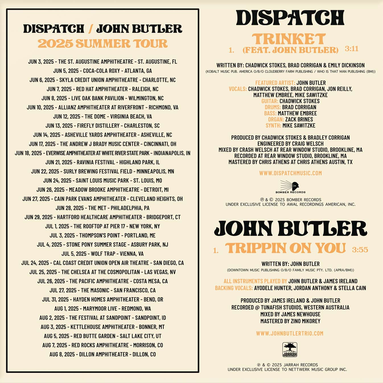 [Vinyl] Dispatch/John Butler - Trinket / Trippin On You 45rpm Single