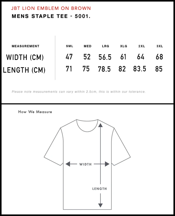 [t-shirt] JBT Lion Emblem on Brown Tee